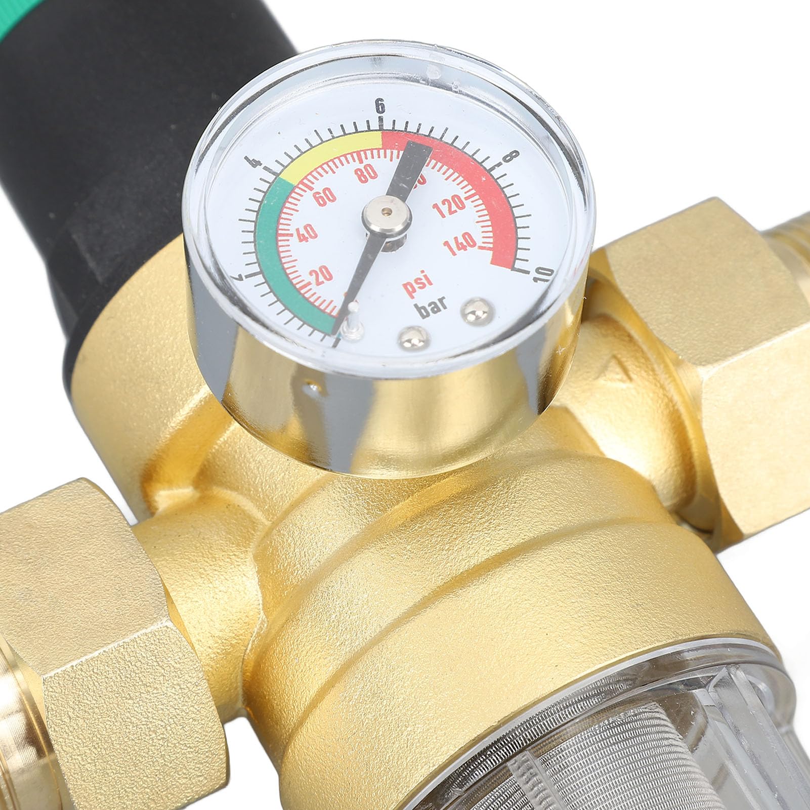 Mosiężny Zawór Regulacyjny Ciśnienia Wody Mosiężny Regulator Ciśnienia Wody Filtr 40 Mikronów z Manometrem Adapter 1-calowy i 1/2-calowy do Armatury Domowej