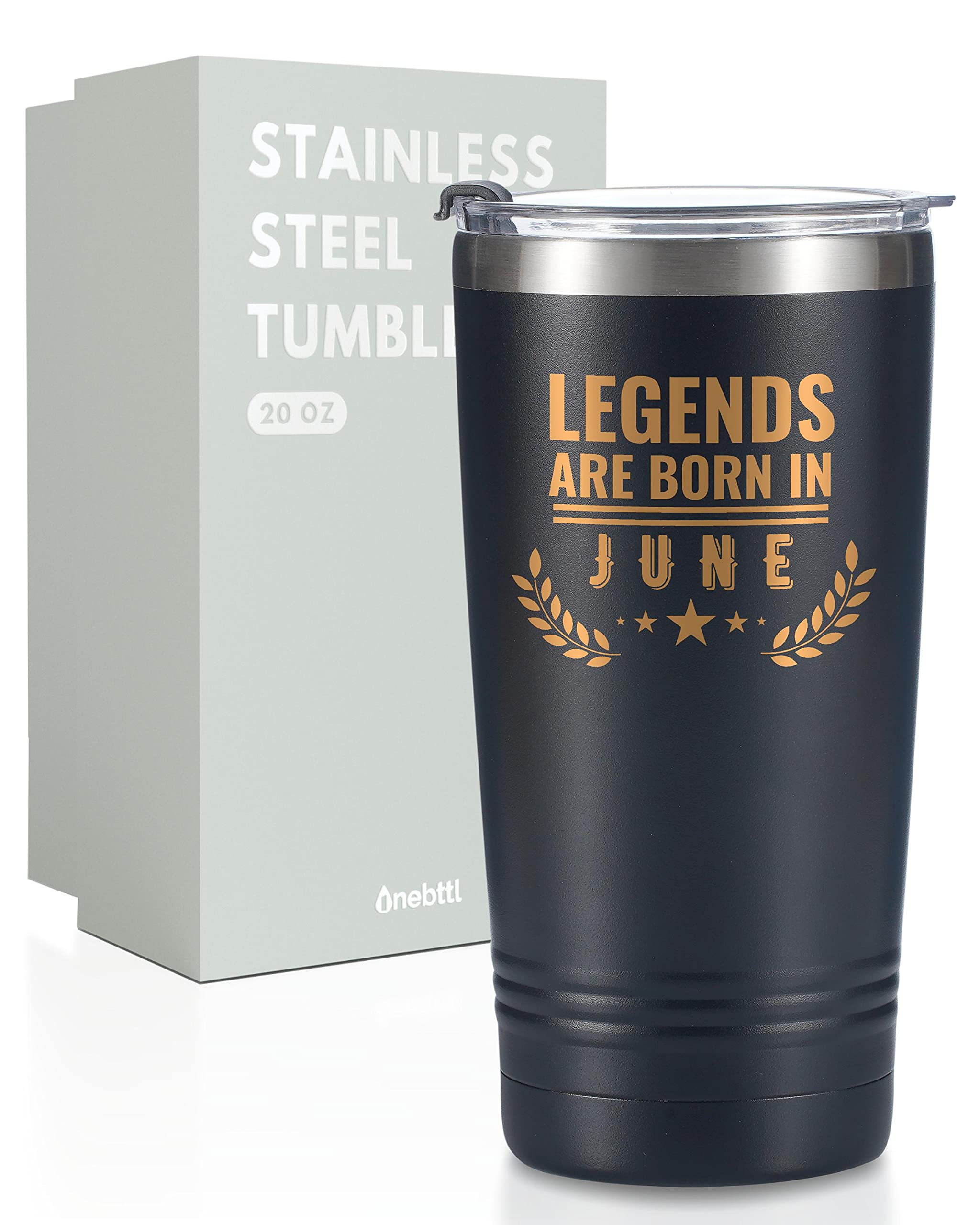 OnebttlHappy Birthday Tumbler For Men, Funny Birthday Gifts For Him, Boyfriend, Son, Husband, Dad, Son, Uncle–20 oz Stainless Steel Coffee Cup With Lid, Legends are Born in June