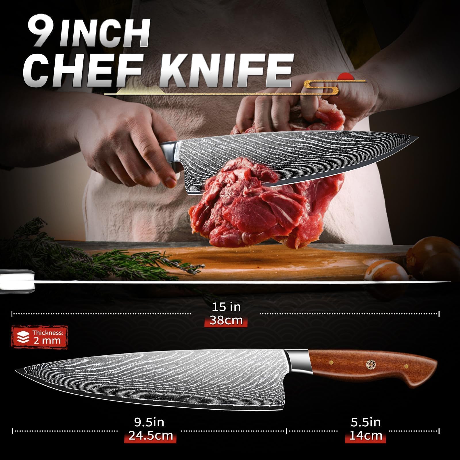 TIJERAS Damascus Chef Knife 9" - Sharp Professional Cooking — Amazon image 7
