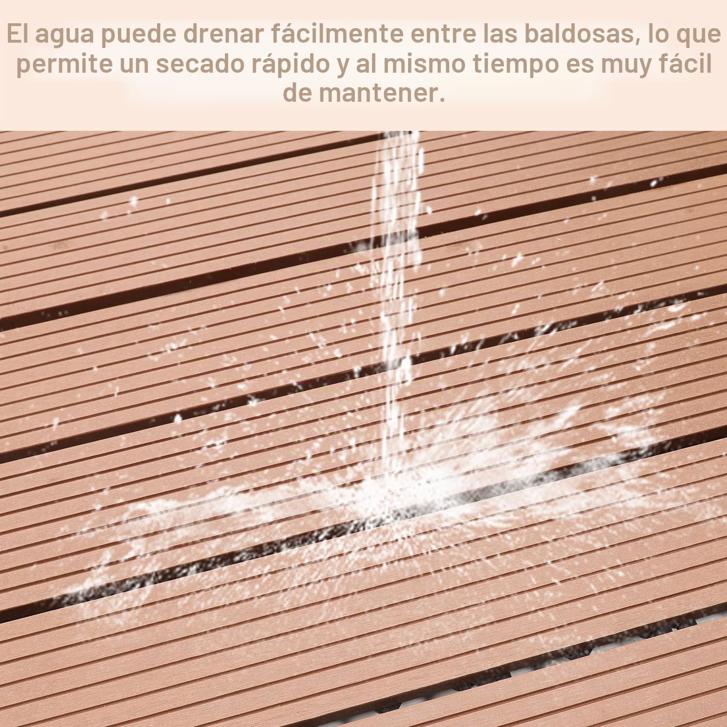 Lote de 60 losetas de terraza WPC - Marrón - 30 x 60 cm - 10 m² - Ideal para el exterior - Losetas enchufables para balcón, jardín y terraza - Simples, rápidas y prácticas