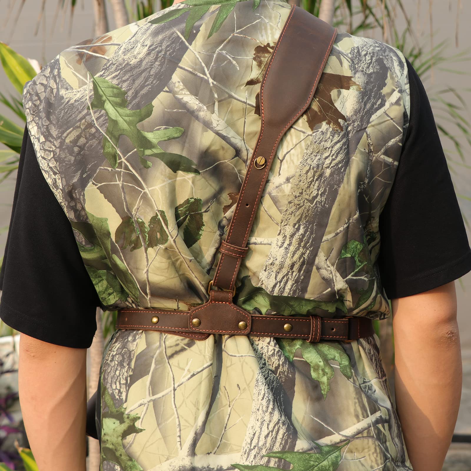Tourbon Schulterholster aus Leder, verstellbar, für Pistolen, Jagd, Gewehrschlinge, Munitionshalter