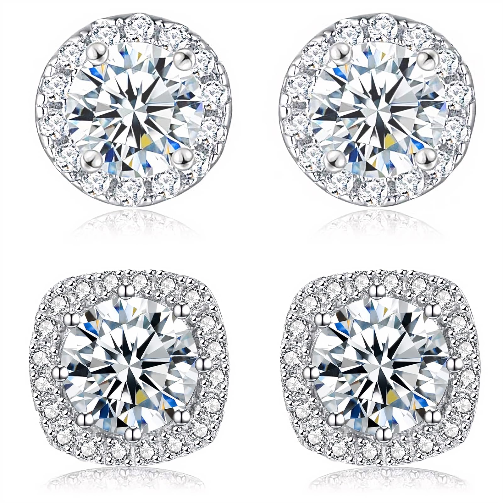 Orecchini Uomo Orecchini Argento 925 Uomo e Donna - Punto Luce, Diamante, Oro Bianco, Finti, Quadrati