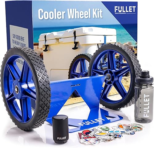 FULLET Kit de ruedas enfriadoras para carritos refrigeradores Yeti & RTIC - Ruedas de 12 pulgadas y correas de trinquete para cofre de hielo Coleman