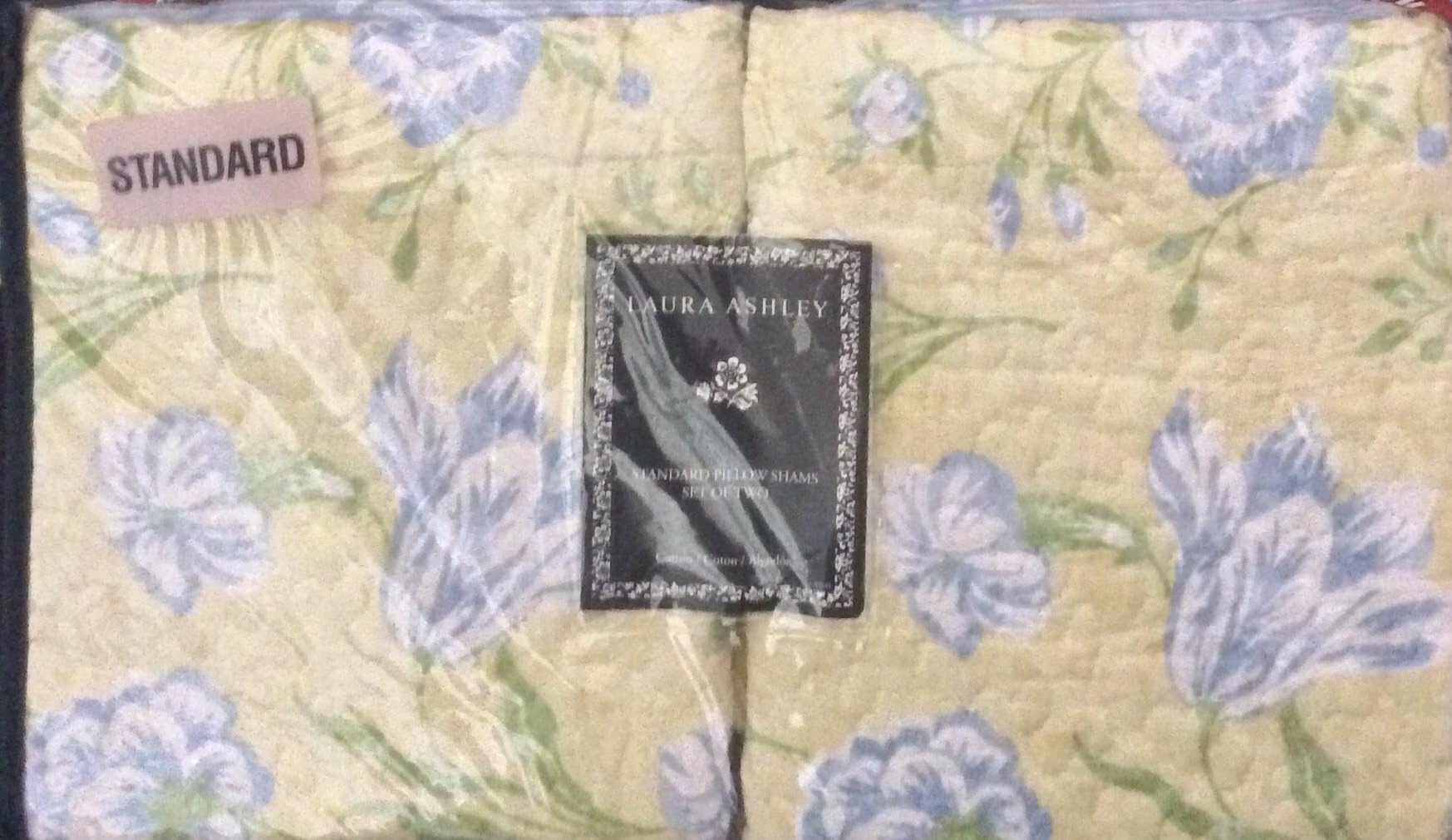 Laura Ashley Cadence Yellow & Blue Quilted Sham Set of 2