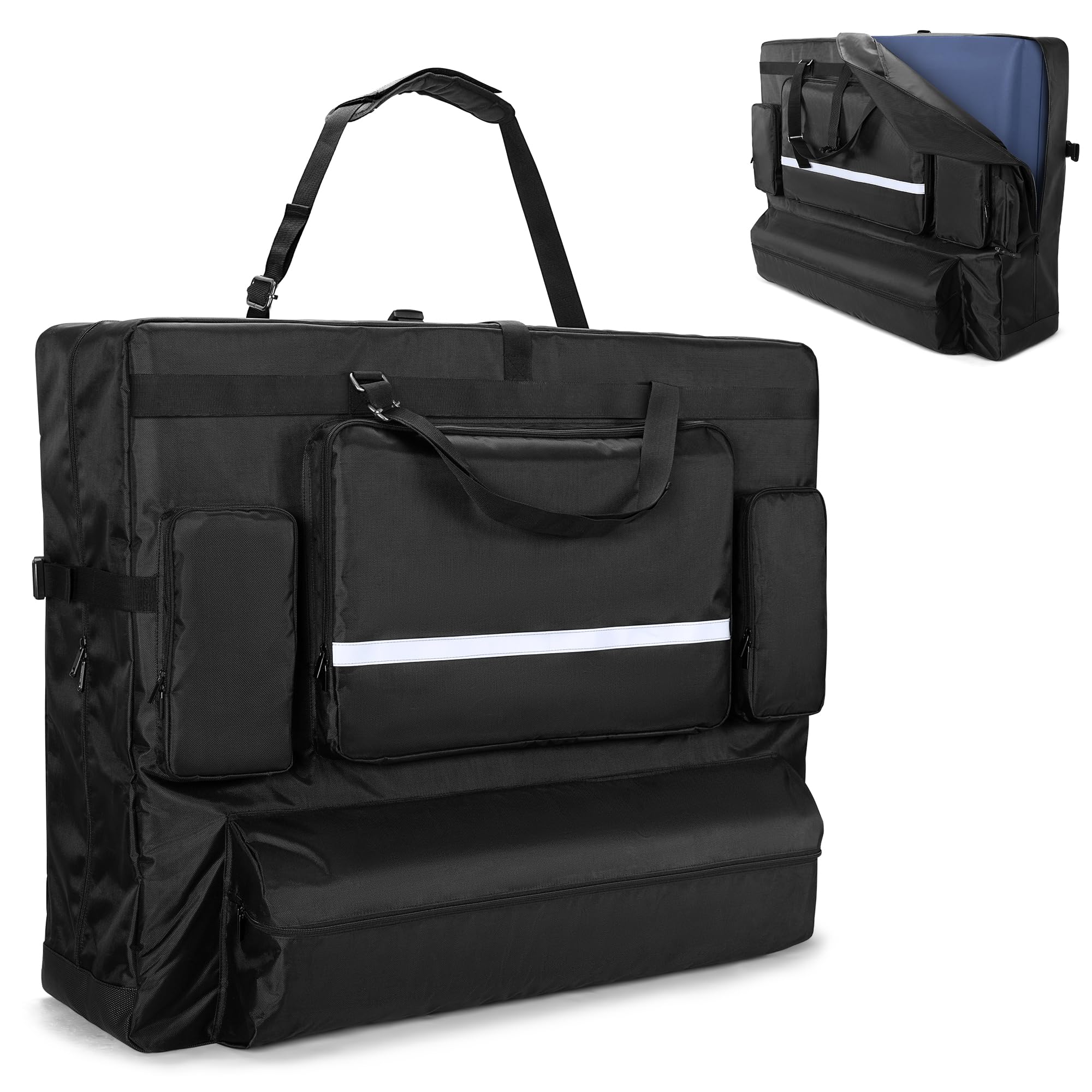 Luxja Bolsa para Camilla de Masaje Adapta Camilla de Masaje Plegable 24" a 30" de Ancho, Bolsa de Transporte para Mesa de Masaje con Bolsillos Accesorios, Negro