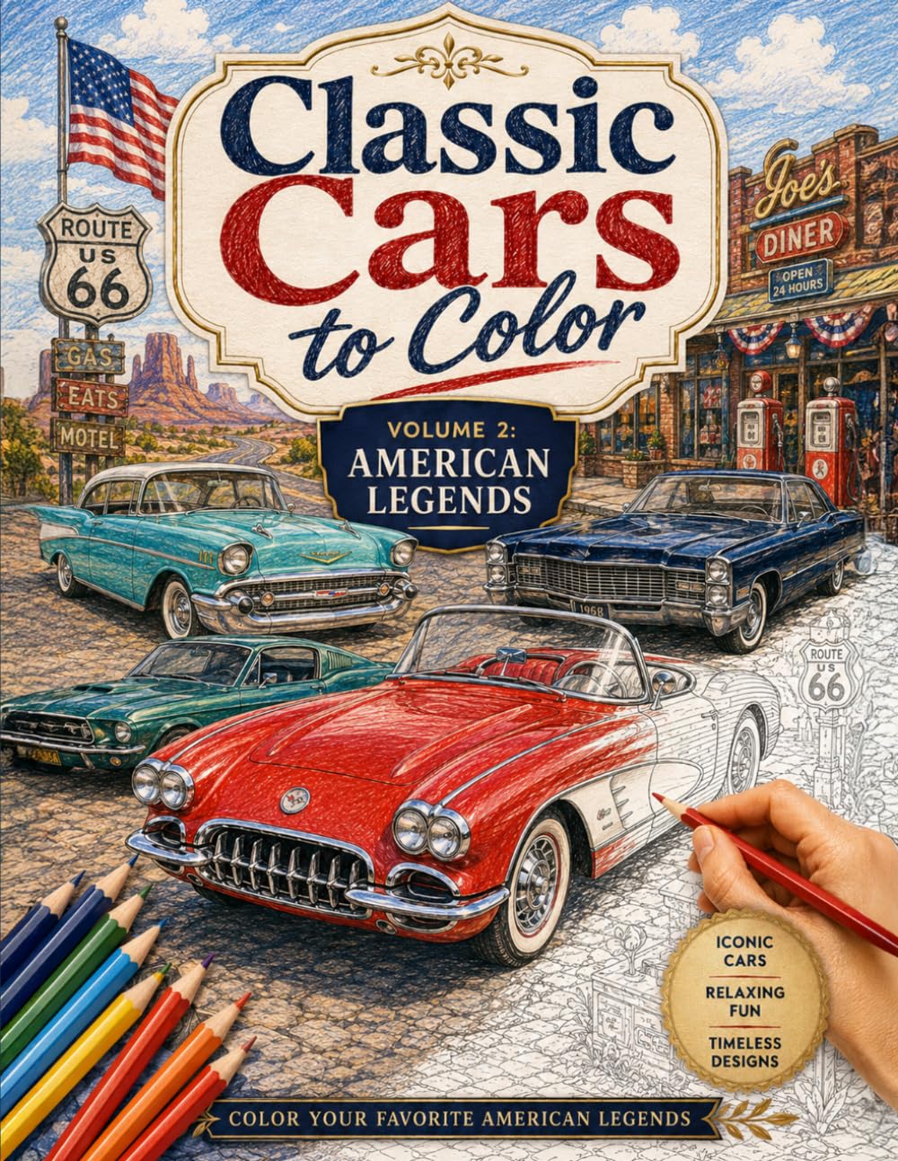 Classic Cars to Color: Volume 2: American Legends