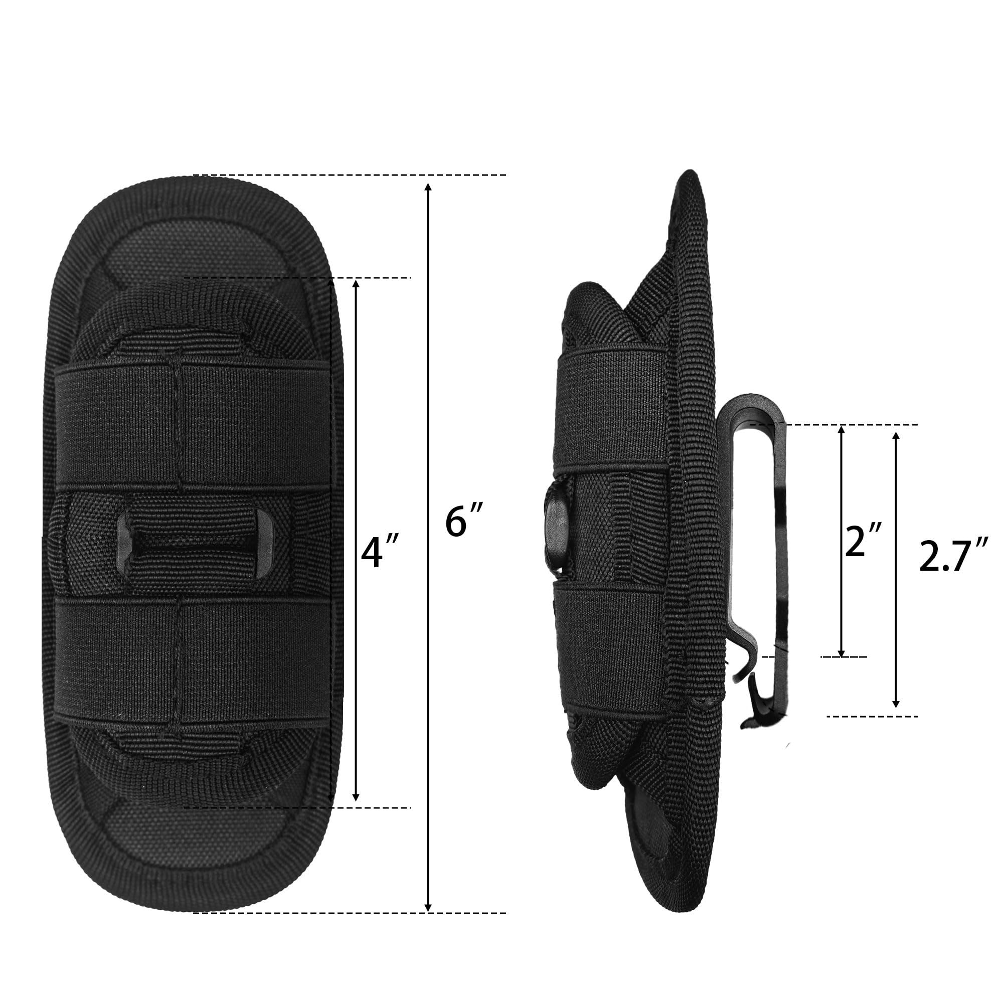 Tactical Flashlight Holder, Rotatable Flashlight Holster Belt Clip, Tactical Flashlight Carrying Case with 360 Degree Rotating Clip