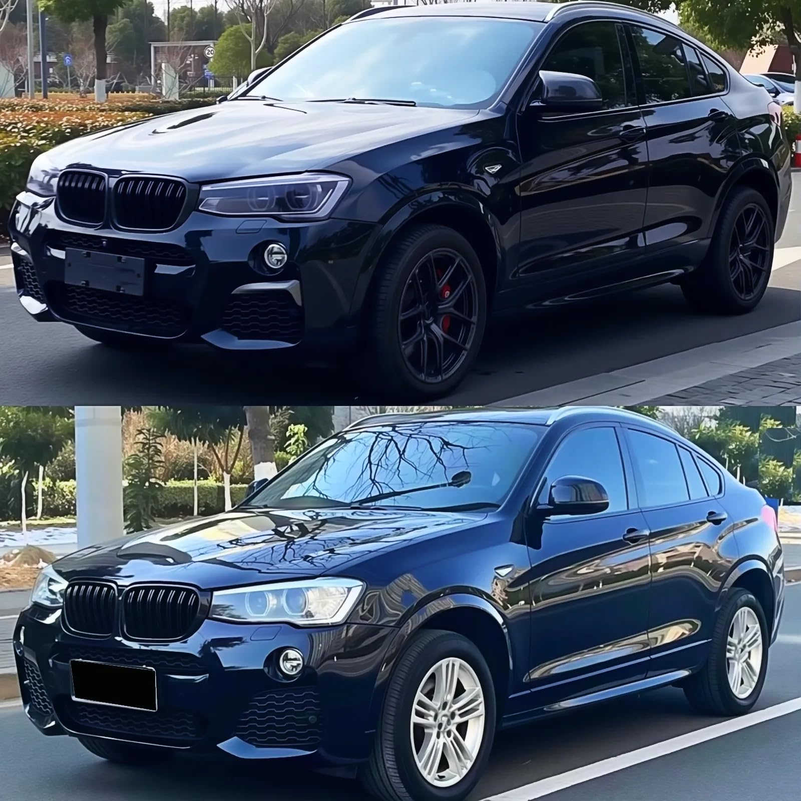 F25 F26 Griglia Anteriore per BMW X Serie X3 X4 F25 F26 2014 2015 2016 2017 2018 Griglia a Doppia Lamella in ABS Nero Lucido Griglie radiatore (For X3 X4 F25 F26 2014-2018)