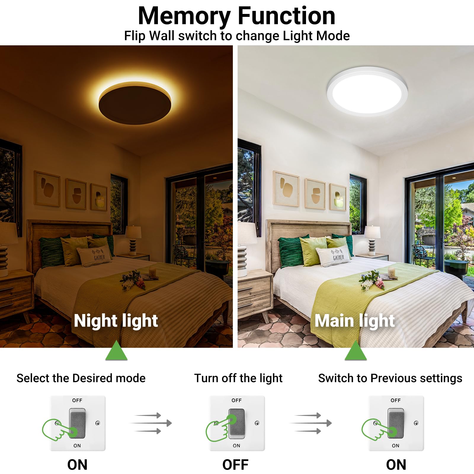 zemty LED Bathroom Light 30W 3000LM, 5 Color Temperatures Flush Ceiling Light Modern - Image 4