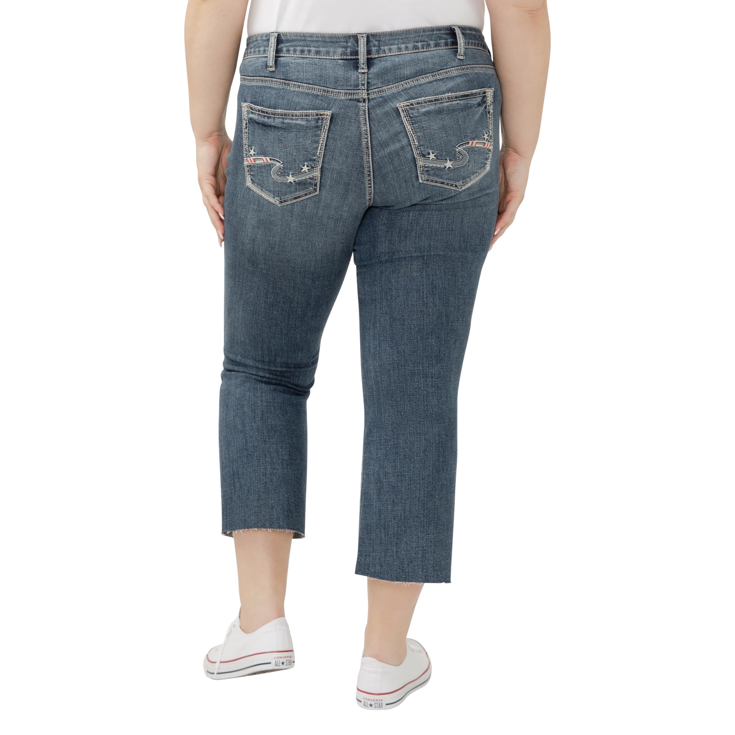 Silver Jeans Co. Plus Size Suki Mid Rise Curvy Fit Kick Flare Leg Jeans, Luxe Stretch Glory, 58 Donna