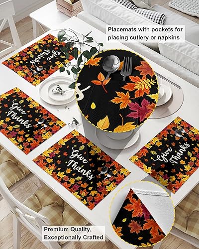 Miniatura 8 de Cartoon Tiger Table Placemats for Dining Table Set of 6,Cotton Linen Cloth Kitchen Place Mats with Pocket,SquareRectangleRoundOblong Table