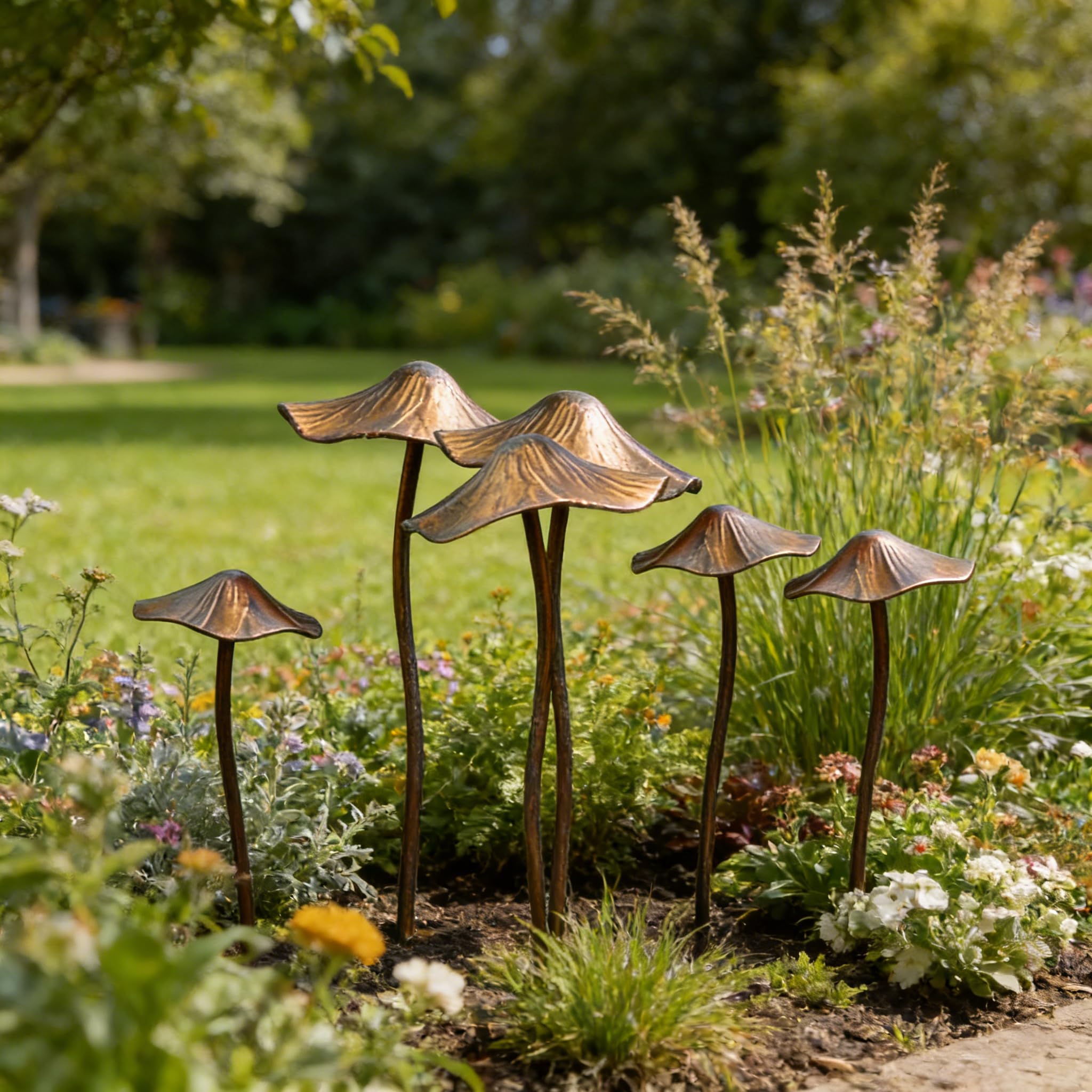 Pilze Deko Gartendeko für Draußen Wetterfest Herbst Deko Outdoor Gartenstecker Rost Pilz, Gartendekoration Plugin Metall Wetterfest,Rasendekoration, Erdspieß für Blumenbeet (6 Stück)