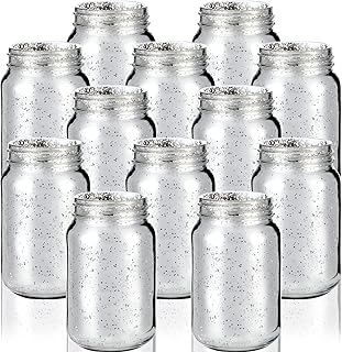 12 Pcs Decorative Mason Jars 16oz Painted Wide Mason Jars for Table Cent...