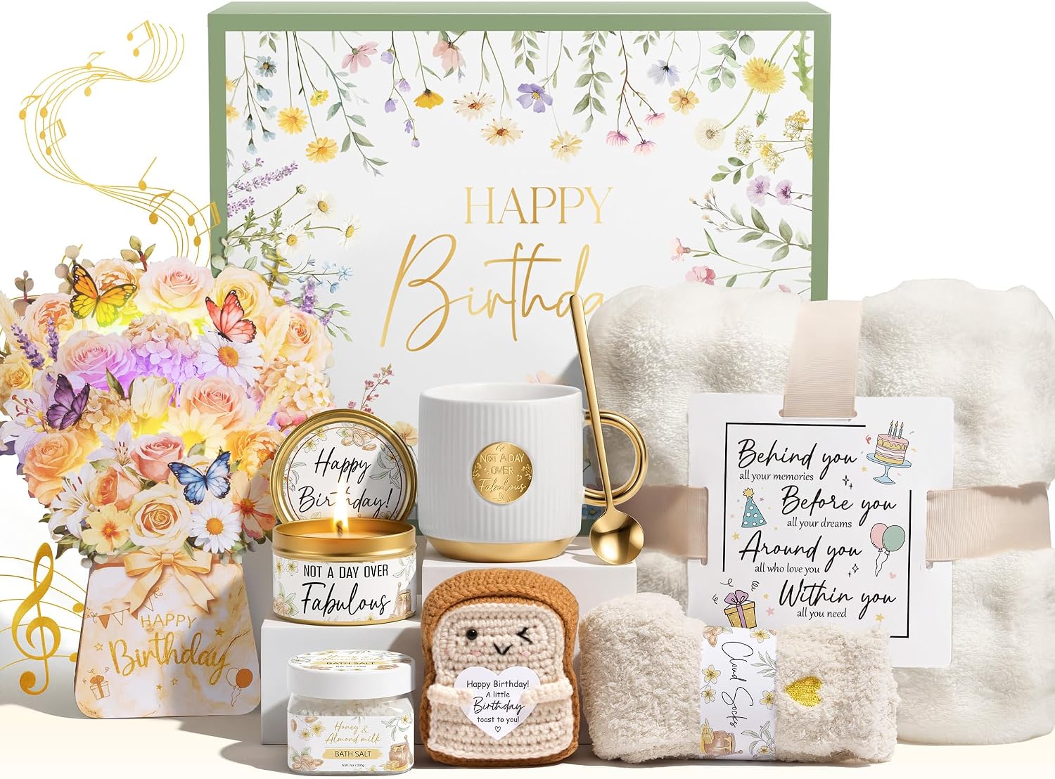 Birthday Gifts Basket for Women Her, Happy Birthday Gift Box for Mom Sister