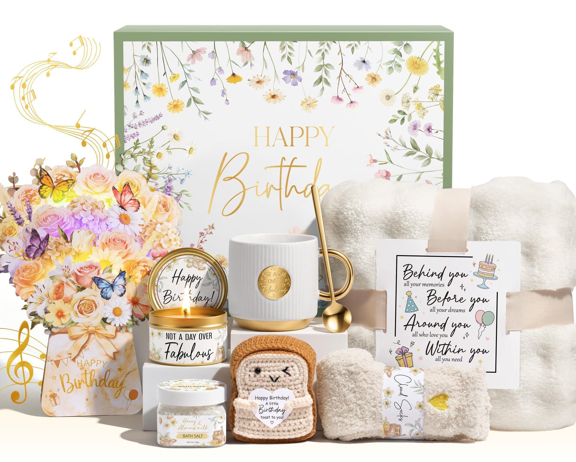 Birthday Gifts Basket for Women Her, Happy Birthday Gift Box for Mom Sister