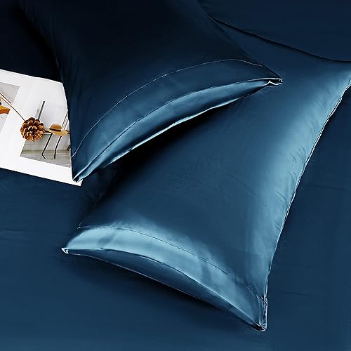 Miniatura 4 de NSGZ Juego de sábanas de satén de 3 piezas individual XL, juego de sábanas de satén sedoso con 1 sábana bajera, 1 sábana encimera y 1 funda de