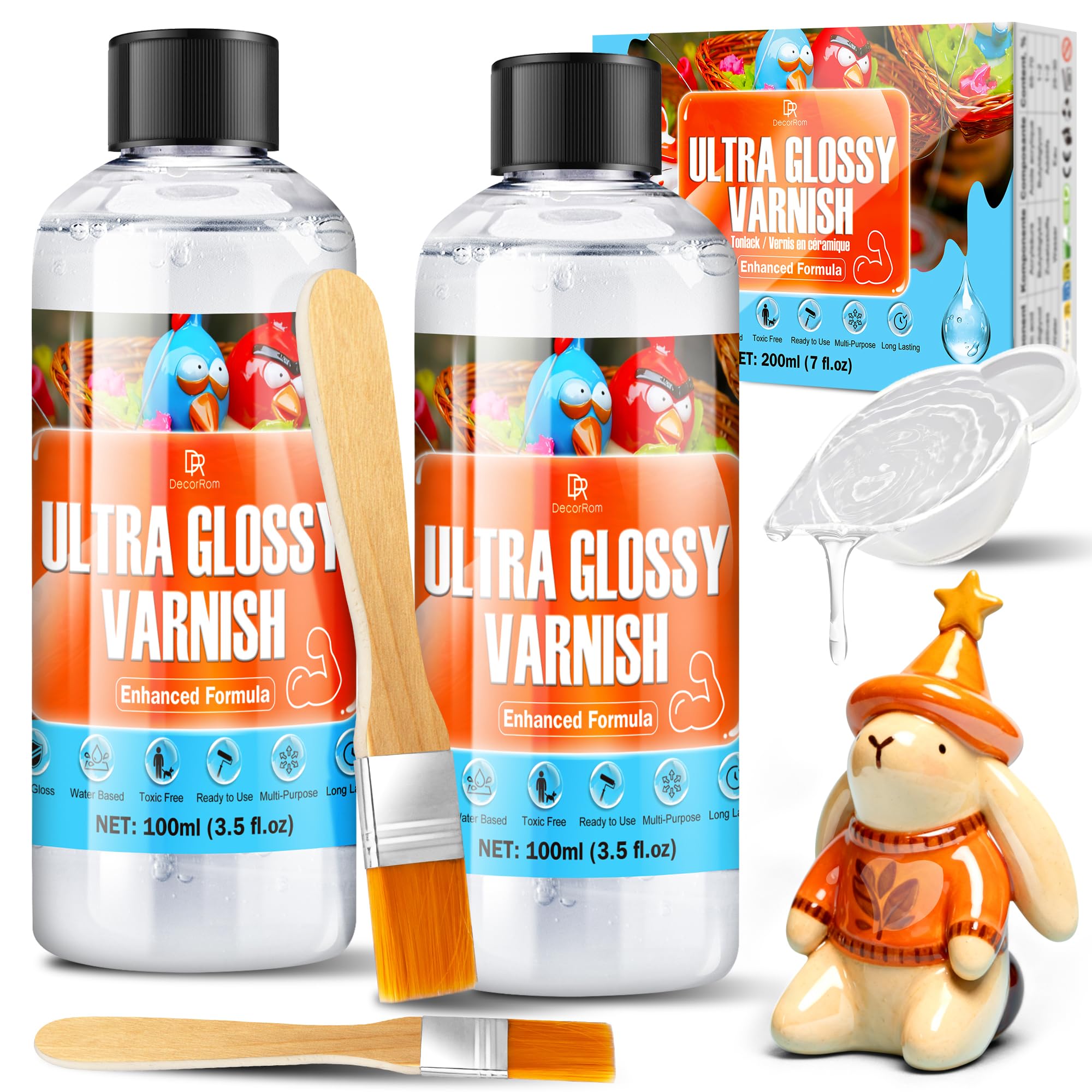 Vernis brillant pour argile séchage à l'air libre 200 ml imperméable résistant aux rayures