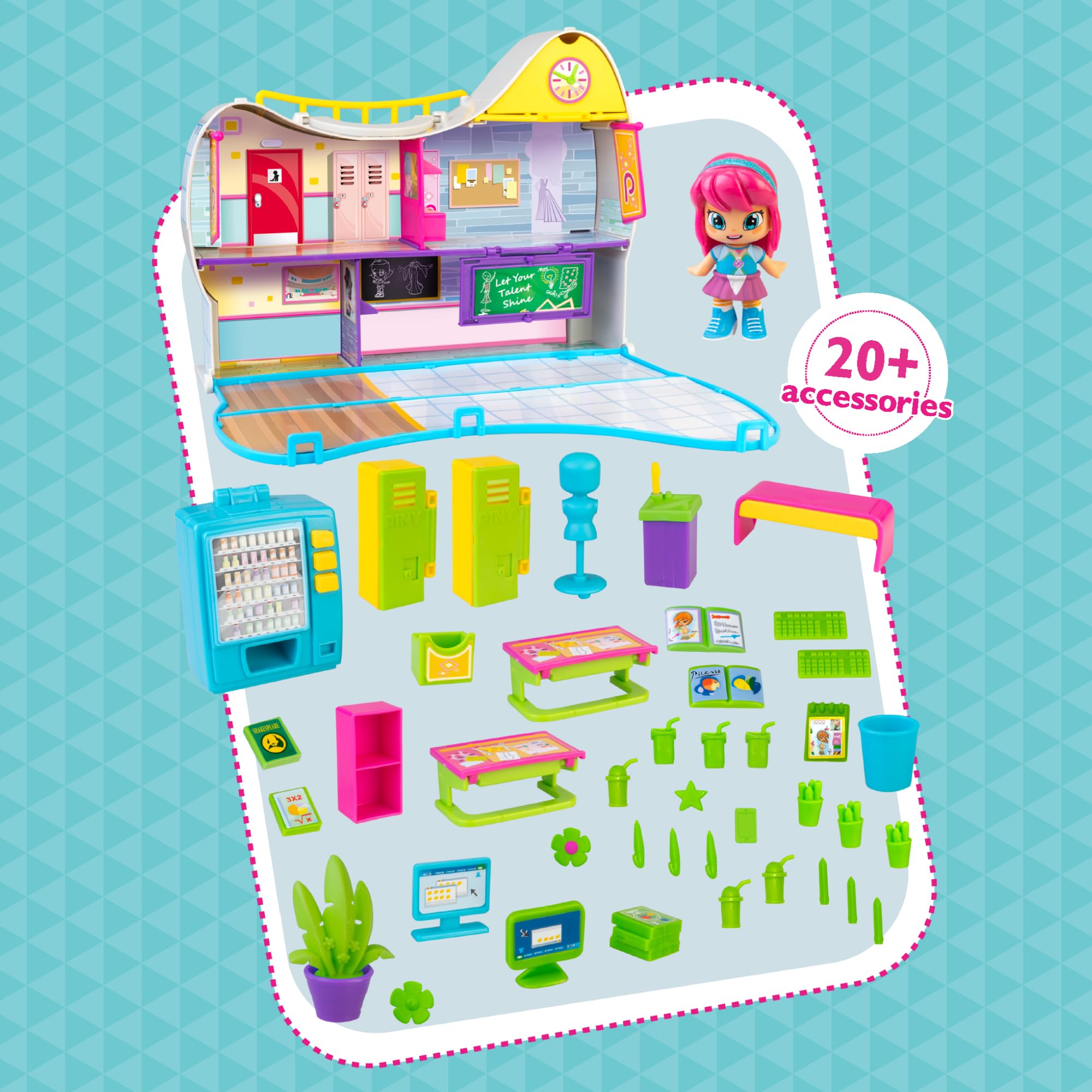 Pinypon PINY Institute of New York - PINY Institute, istituto con Accessori e Personaggio di Michelle, basata sulla Serie TV, per Bambine/i dai 4 Anni, Famosa (PNP03000)