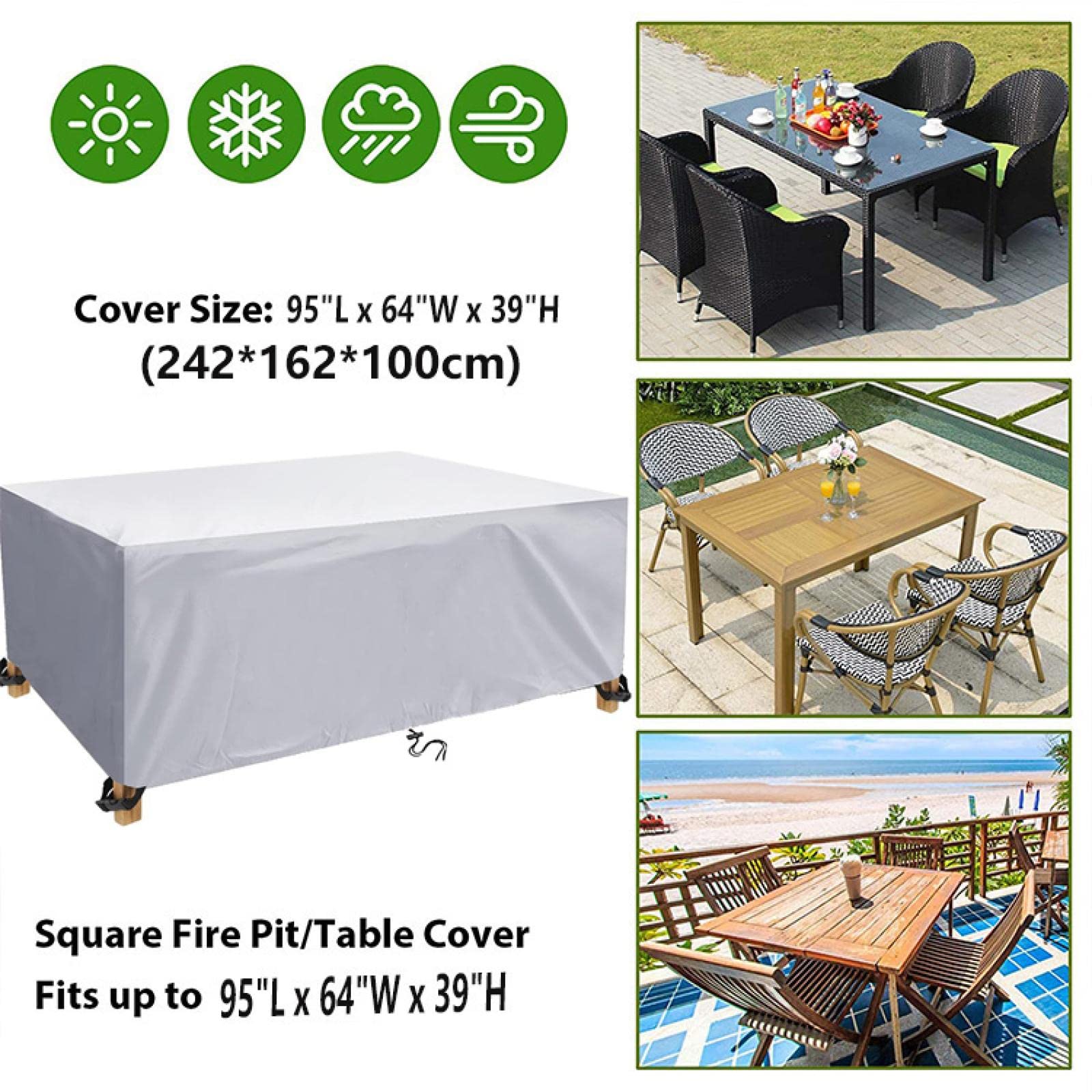 Tuinmeubelhoezen 220 x 80 x 95 cm Tuinmeubelbescherming Cover scheurbestendig 420 D Oxford waterdicht, winddicht, anti-UV rechthoekige terrastafelhoes Tuinmeubelhoezen 220 x 80 x 95 cm Tuinmeubelbescherming Cover scheurbestendig 420 D Oxford waterdicht, winddicht, anti-UV rechthoekige terrastafelhoes