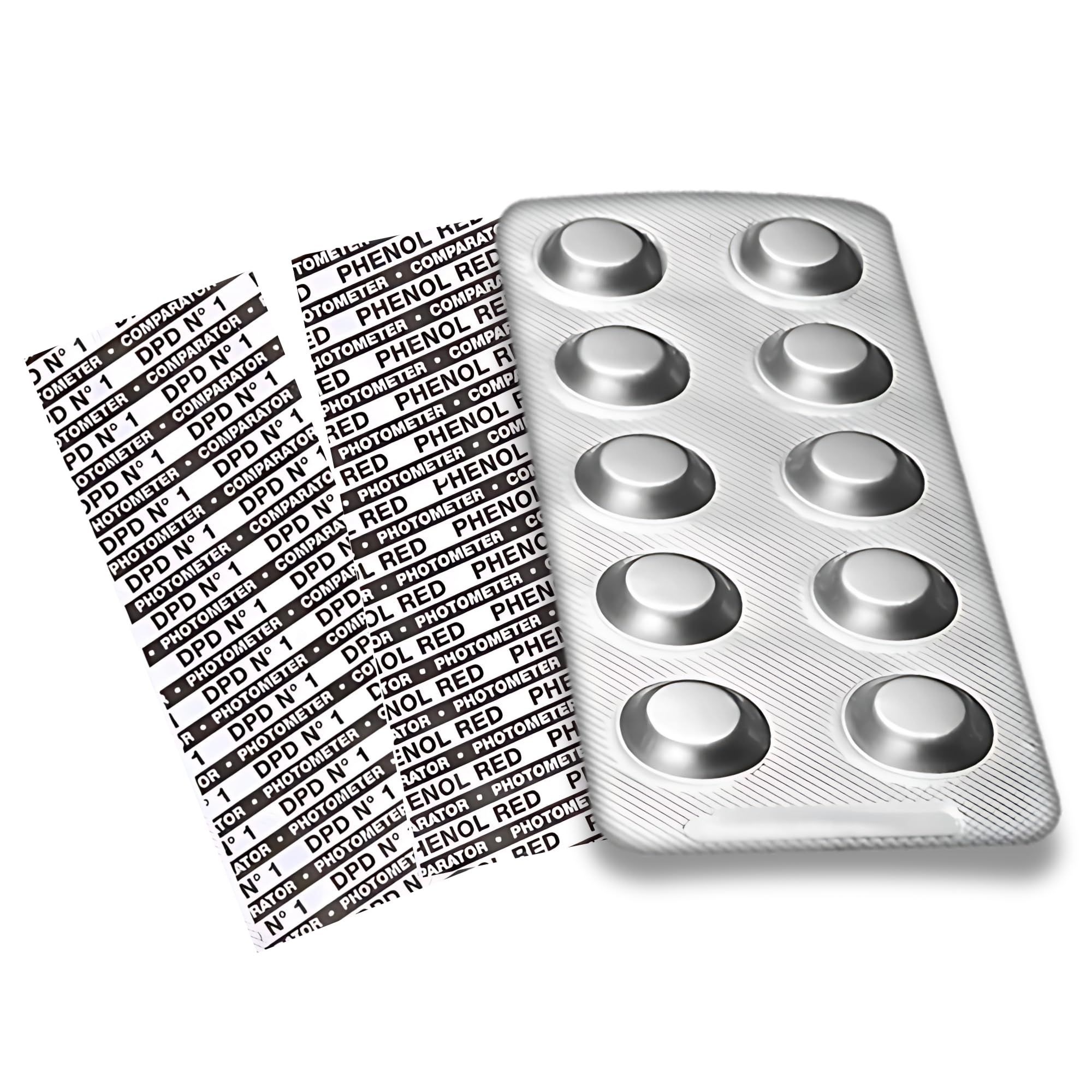 PoolLab® 500 fotometer testtabletten voor het meten van vrij chloor en pH. 250 x DPD1 en 250 x fenol Red Ook geschikt voor andere handfotometers