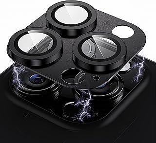 WSKEN for iPhone 14 Pro Max/iPhone 14 Pro Camera Lens Protector, Alloy Metal Camera Cover with Tempered Glass Screen Protector Accessories,Case Friendly,Scratch Resistant,Easy to Install - Black