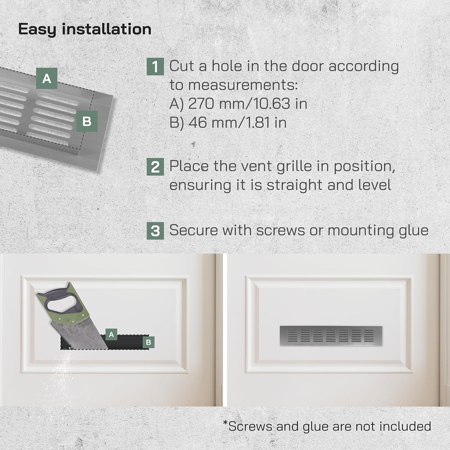Vent Systems 300 x 60 mm / 12" x 2.4" Inch Air Supply Ventilation Grille, Pack of 2 - Image 2
