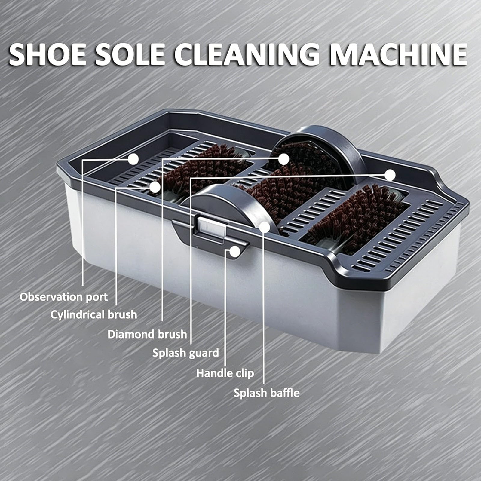 Tapis à récurer à chaussures pour l'extérieur, design amovible avec 3 brosses et 4 tapis antidérapants, tampon absorbant, pas besoin d'électricité, idéal pour la maison et les espaces extérieurs