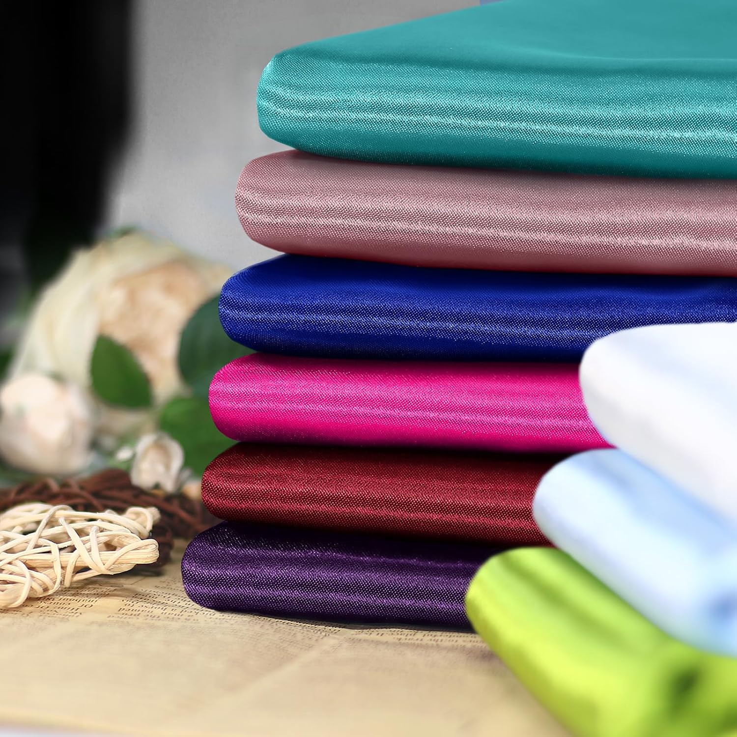 Satin Fabric 10 Yards 60" Wide Soft Silky Charmeuse Satin Fabric by The Yard Soild Fabric for Wedding Dress, Sewing, Crafts, Party Decorations, Backdrop, Royal Blue