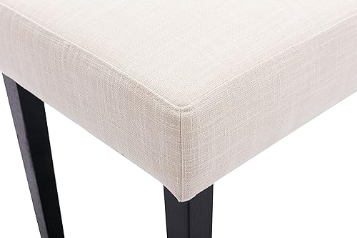 Miniatura 6 de Wahson Juego de 2 bancos de comedor tapizados de lino de granja, asiento de comedor de 45 pulgadas de largo con patas de madera negra, beige