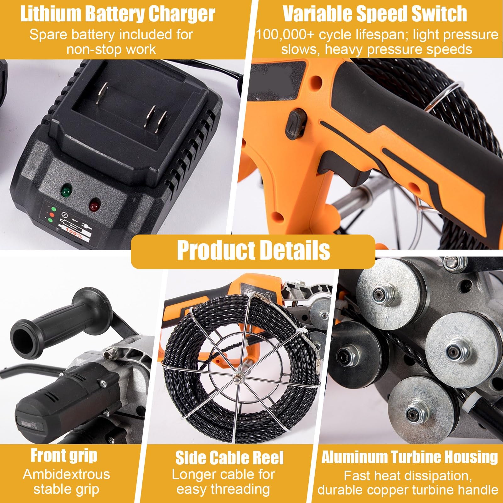 Infilacavi Elettrico Tiracavi Automatico, Macchina Professionale Passacavi Con Di Traino Elettrico per Cablaggi Efficienti(2 batteries)
