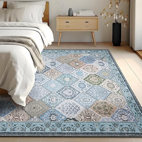 Miniatura 226 de Phantoscope Vintage Collection - Alfombra de área de 8 x 10 pies, alfombra grande para sala de estar, lavable, bohemio, antideslizante