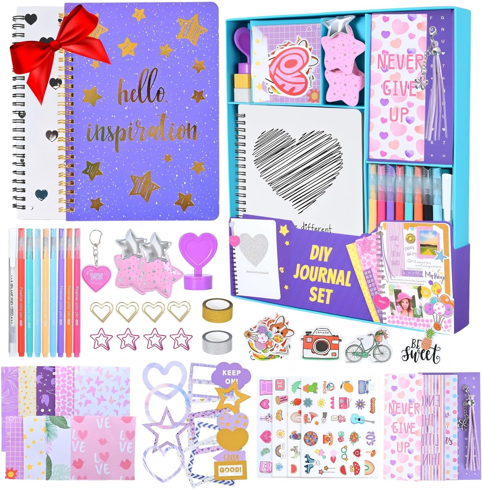 2-Pack DIY Journal Kit,Christmas gifts for teens Gifts for Girls Ages 8 9 10 11 12 13 14 Year Old Cool Birthday Gifts,DIY Journal Set for Tween & Teen Girls, Scrapbook kit & Diary Supplies Set