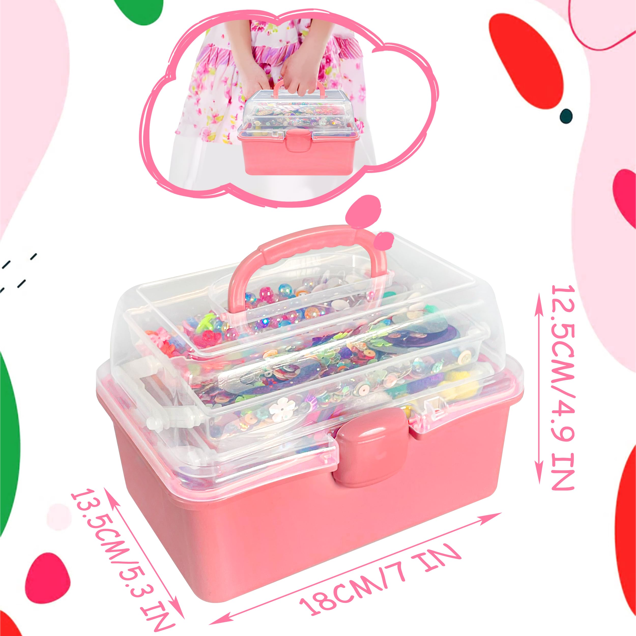 LINAYE Maletín De Manualidades 3000 Piezas | Caja Organizadora Azul | Incluye Pompones, Limpiapipas Y Tijeras | Regalo Niños 4-10 Años