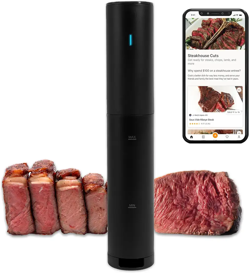 Anova Culinary Sous Vide Precision Cooker Mini, 850 Watts, preto e laranja, habilitado para aplicativo