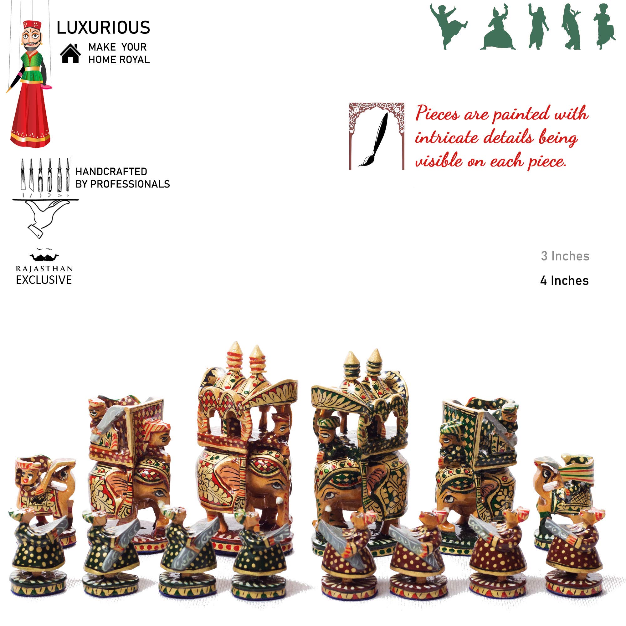 Paramount Dealz Hand Crafted Royal Maharaja Chess Pieces color Brown for 4 years and up