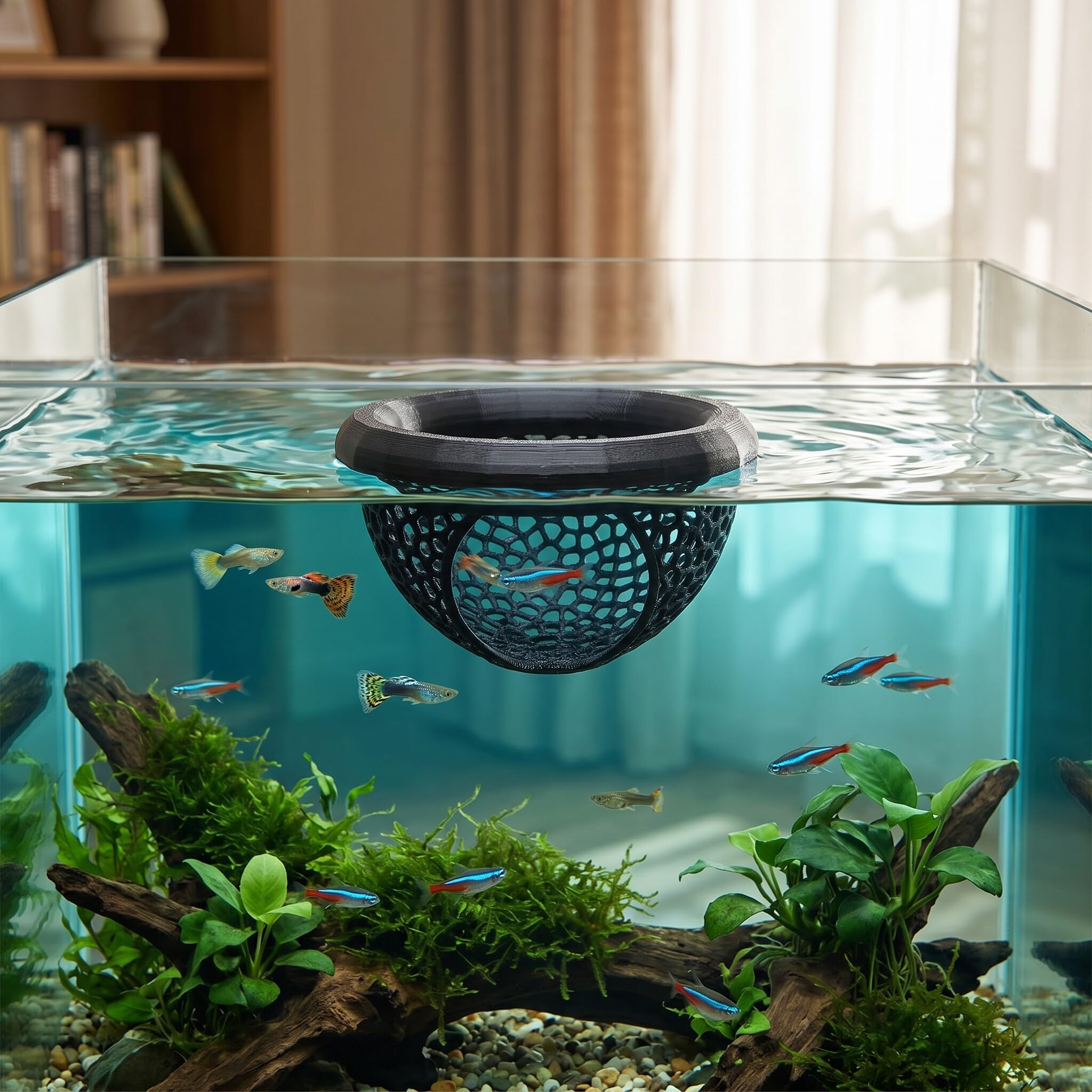 Zerodis Dekoracja Akwarium Akwaspape Dostarcza Kompaktowe Ryby Pływające Cave Aquarium Float Bedta Betta Play Side Hammock Fish Krewetki Pływające Schronienie do Zabawy (BLACK)