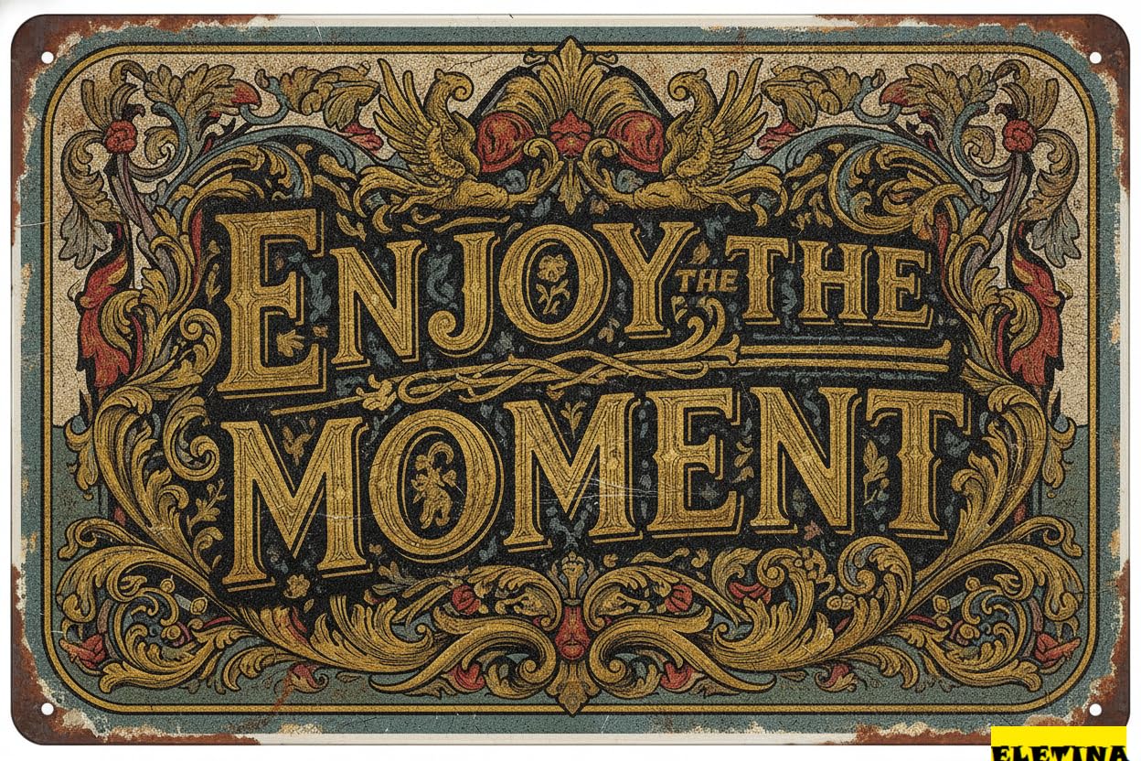 Personalized Sign for Man Cave Vintage Street Enjoy The Moment Wall Decor Metal Tin S Bar Game Room,16x4 Inch Aluminium Private Property Decorative