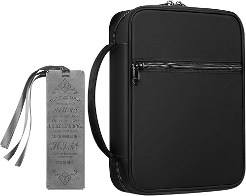 FINPAC Cubierta de la Biblia negra con marcadores de versículo de la Biblia para mujeres y hombres