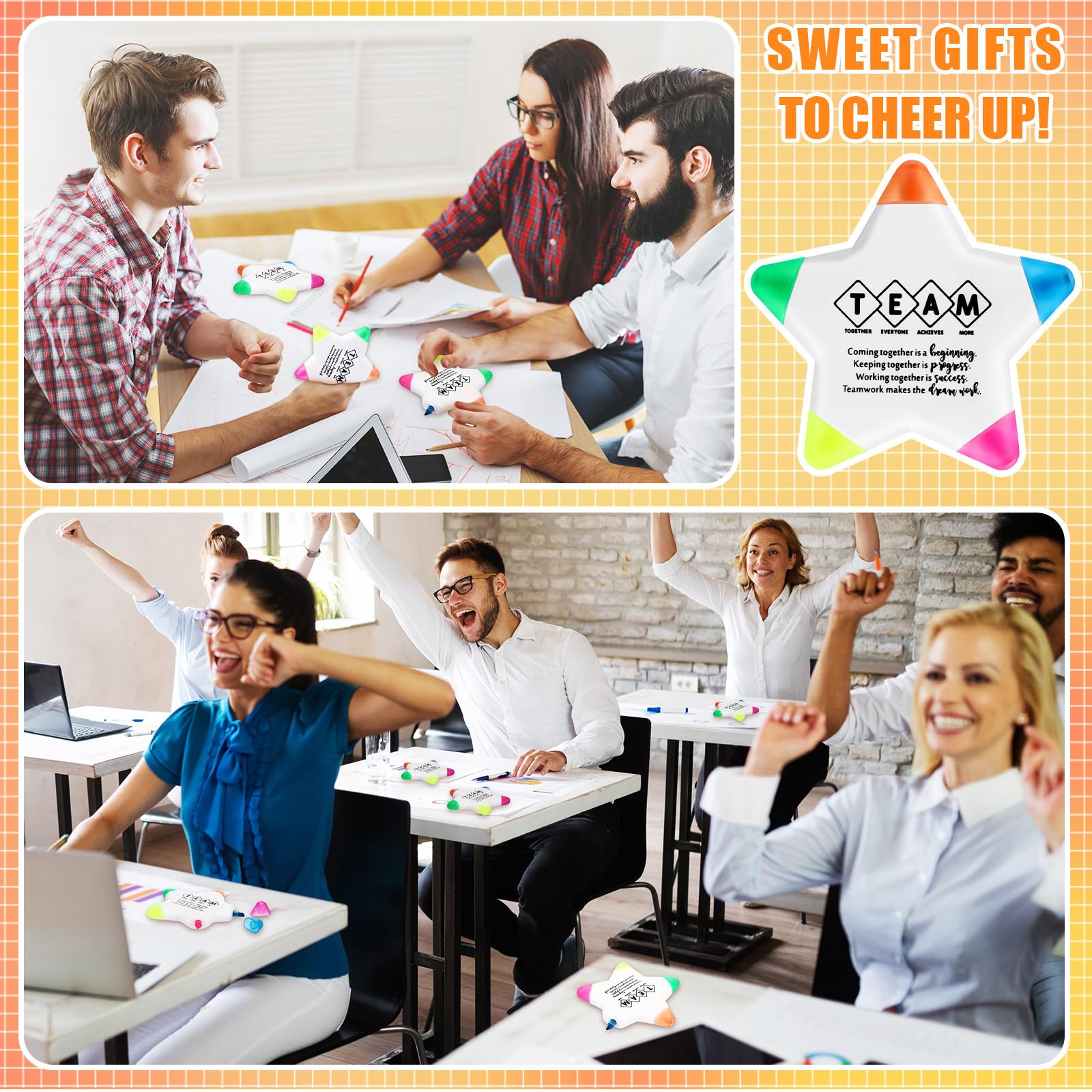 Inspirierende Textmarker, Teambuilding-Geschenke, Stern, motivierend, mehrfarbig, Aquarell-Marker, fluoreszierender Stift, Großpackung, Dankeschön, Geschenk für Mitarbeiter, Teams, Büro, 30