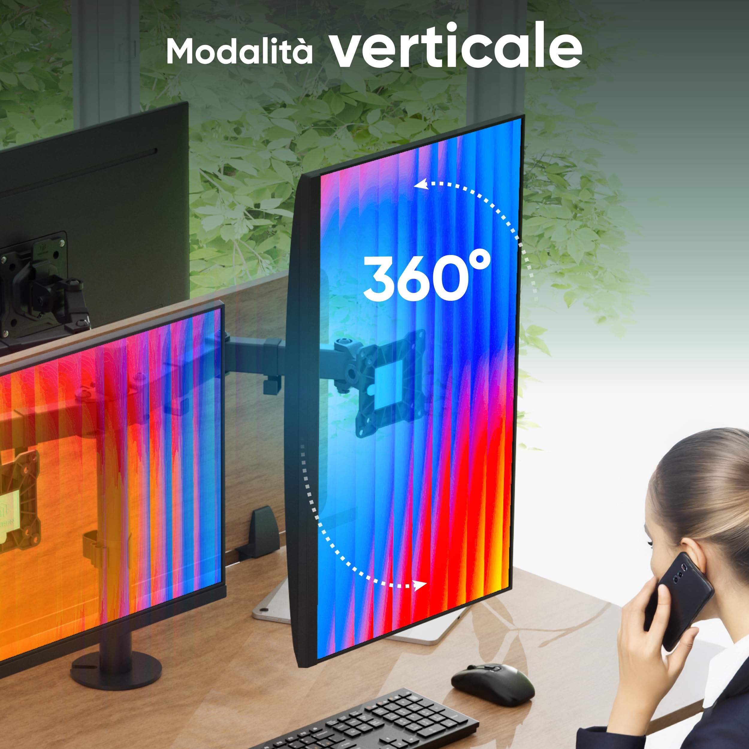 ONKRON Braccio Monitor Doppio 13"-32", Carico Totale 16 kg, Supporto Monitor con VESA 75x75-100x100 mm, Supporto Schermo PC Scrivania Girevole e Inclinabile, Porta Schermo Universale, Nero D221E-B