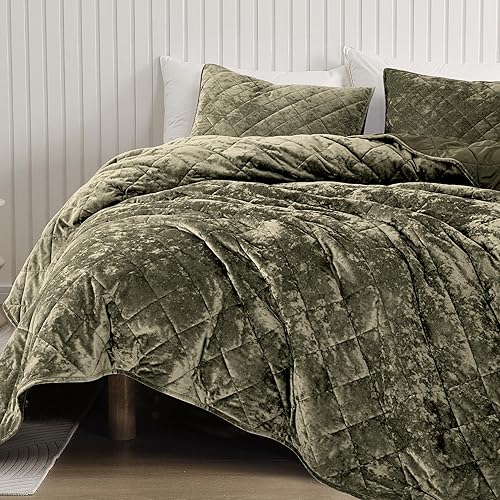 Miniatura 6 de SHALALA - Juego de edredón de terciopelo tamaño King, juego de ropa de cama tamaño King, edredones ligeros, colcha de lujo con diamantes y colcha