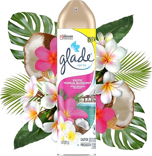 Glade Ambientador, espray de habitación, flores tropicales exóticas, 8 onzas