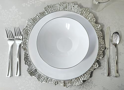 Miniatura 2 de 10 unidades redondas de plástico acrílico para bodas, de 13.0in, para decoración de cena, de color plateado brillante