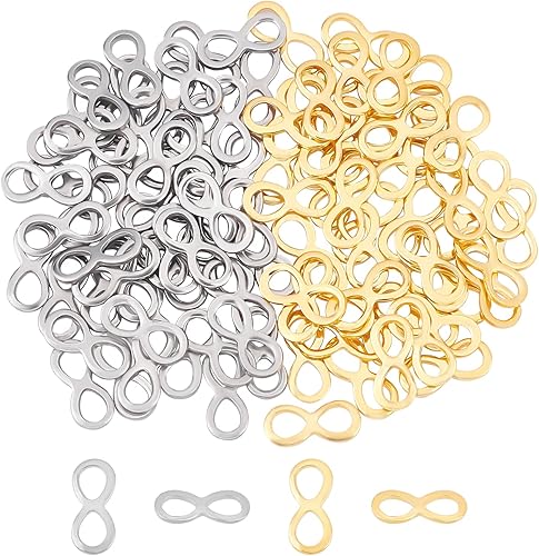 UNICRAFTALE Acerca de 20 dijes de eslabones infinitos de acero inoxidable, marcos circulares, conectores de joyería para hacer joyas, agujero de