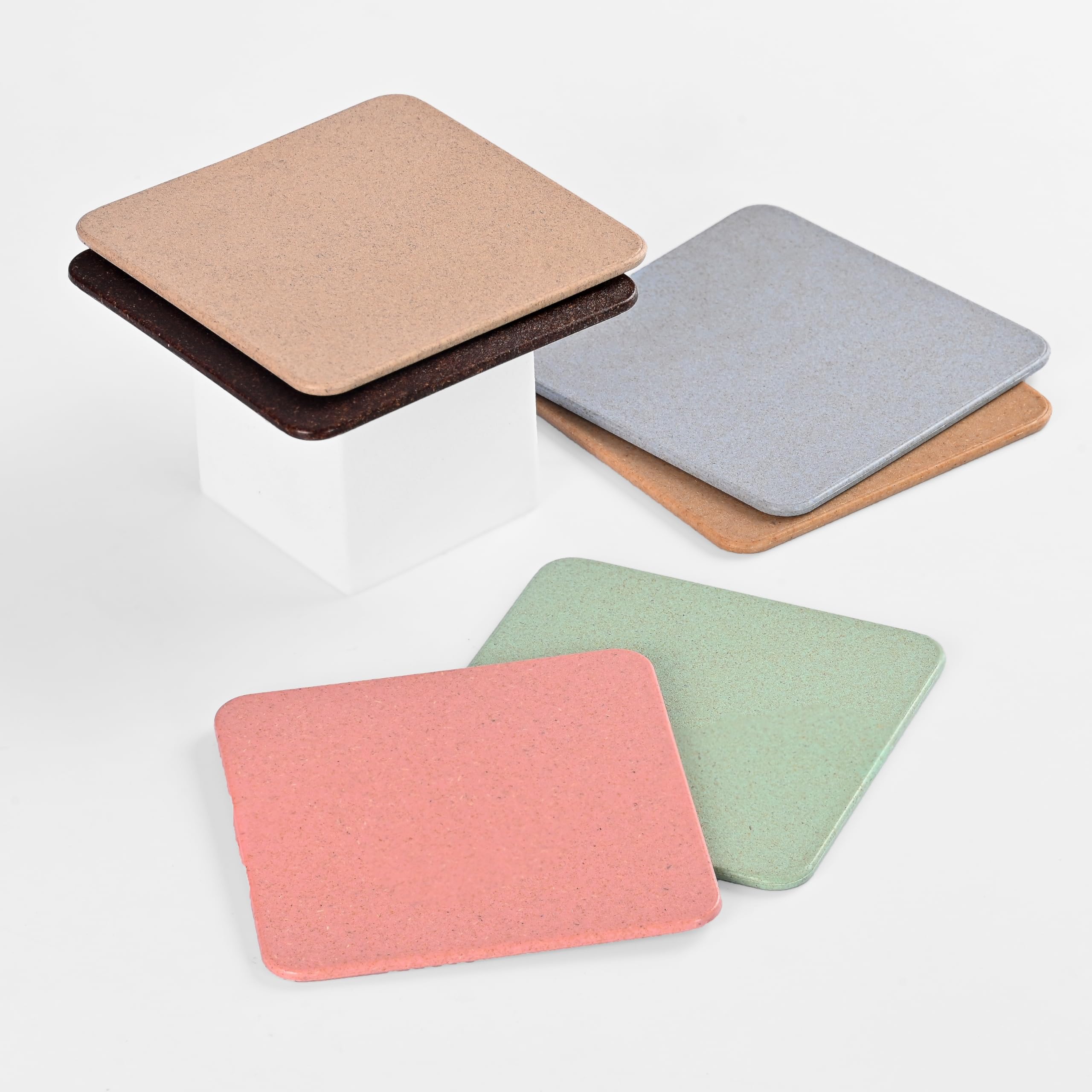 Eha Earth Friendly Tea Coasters Set of 6|Coasters for Dining Table for Hot Pots|Coaster Made with Bamboo Fibers & Rice Husk |for Tea Cups, Coffee Mugs and Glasses | Multicolor-image-2