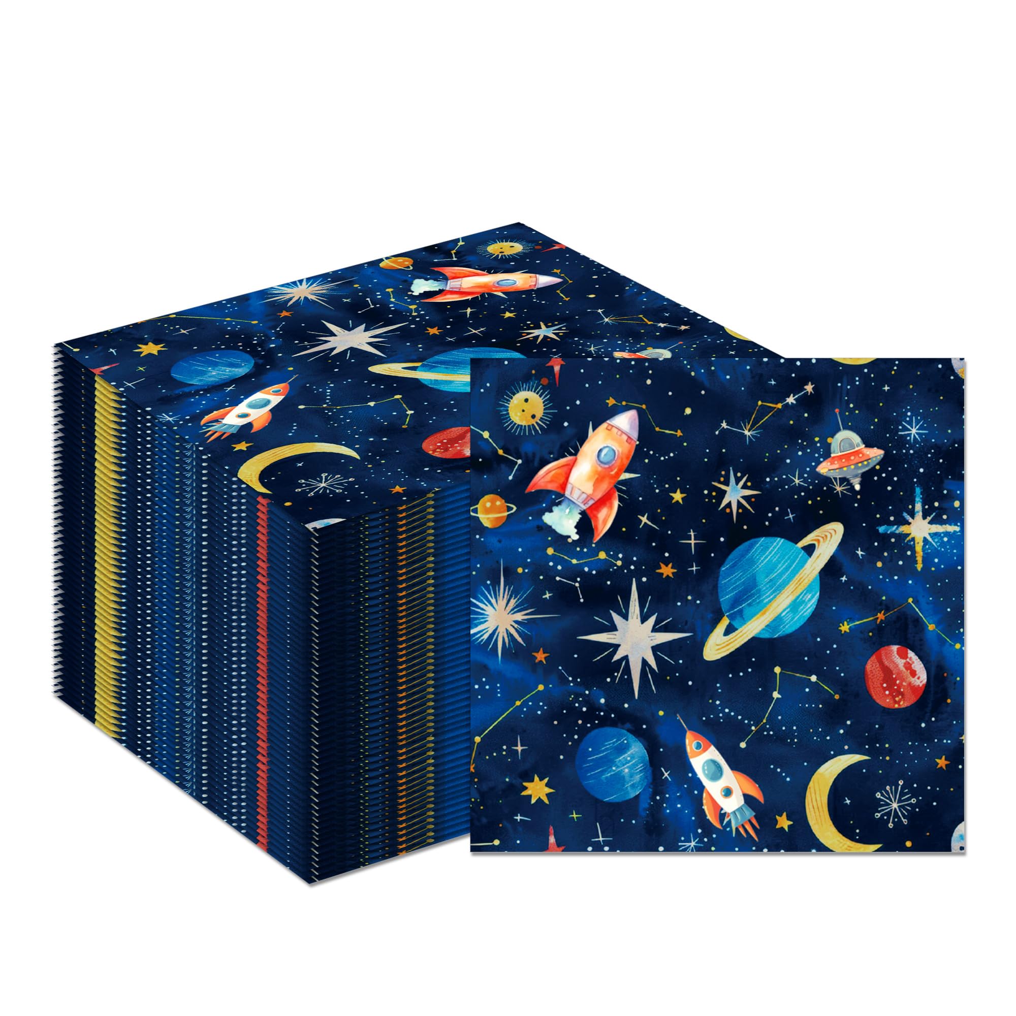 40Pcs Outer Space Planet Party Napkins Solar System Galaxy Paper Napkins Outer Space Theme Party Napkins Astronaut Dinner Paper Napkin Rocket Ship Disposable Party Napkins Solar System Napkins