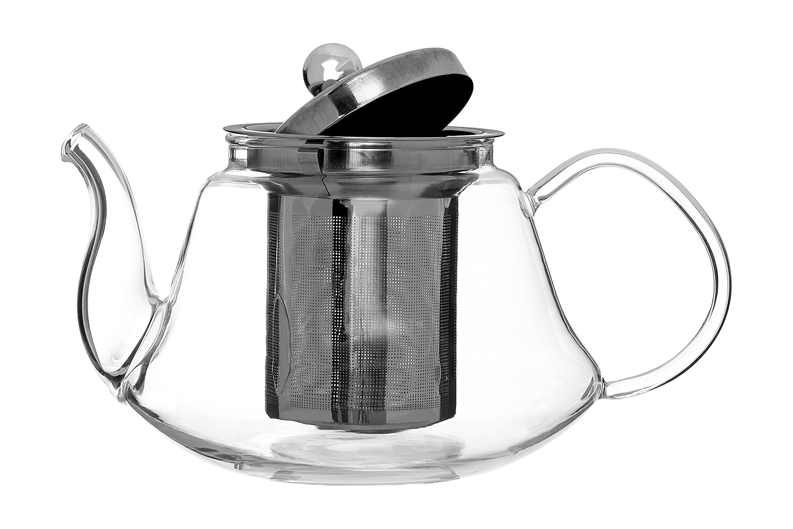 Premier Housewares High Borosilicate Teapot, with Strainer, 800ml,,,, 14 x 18 x 11 cm, Transparent - Image 3