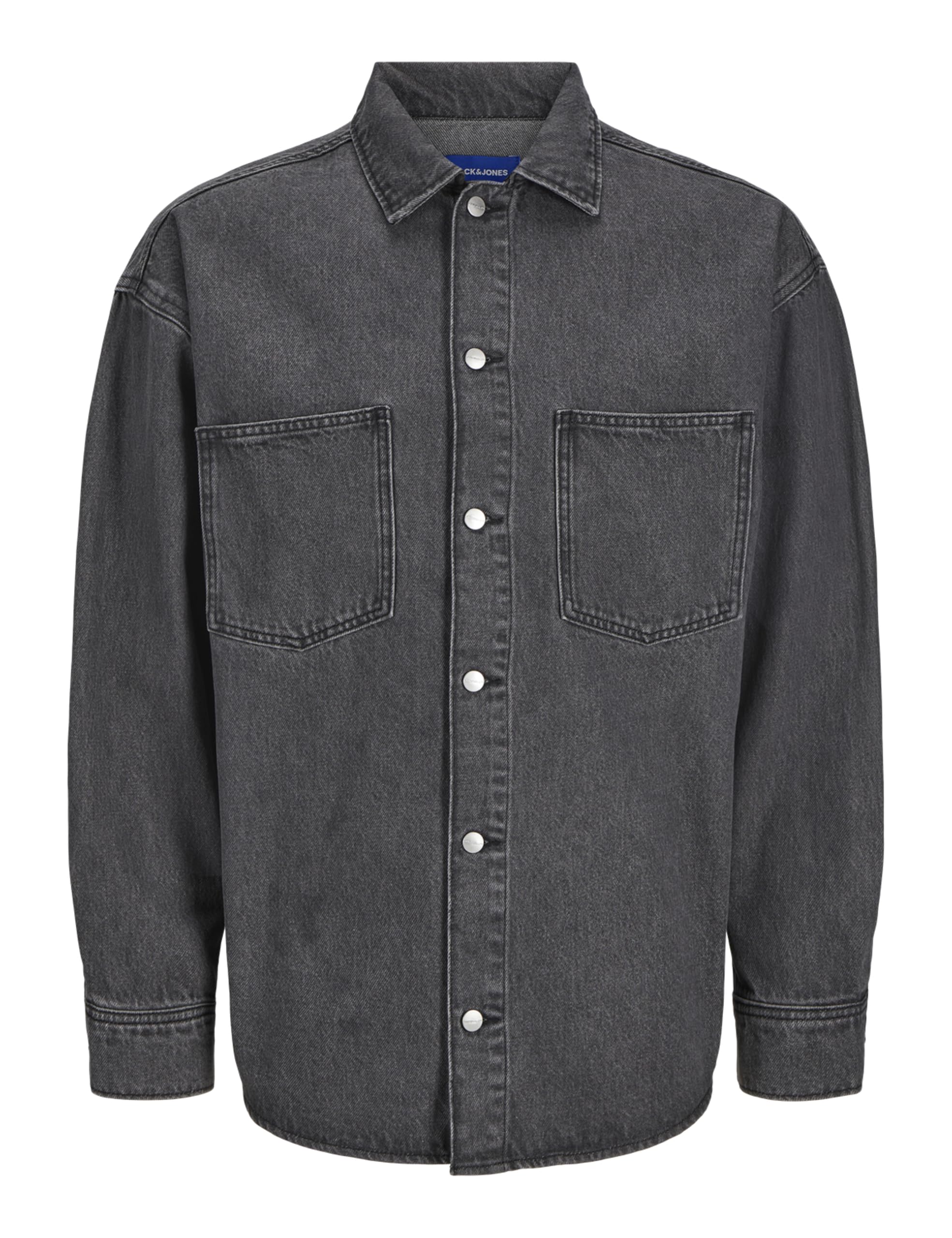 JACK & JONES Male Denim Shirt, Wide Fit Denim Shirt, Black Denim, M