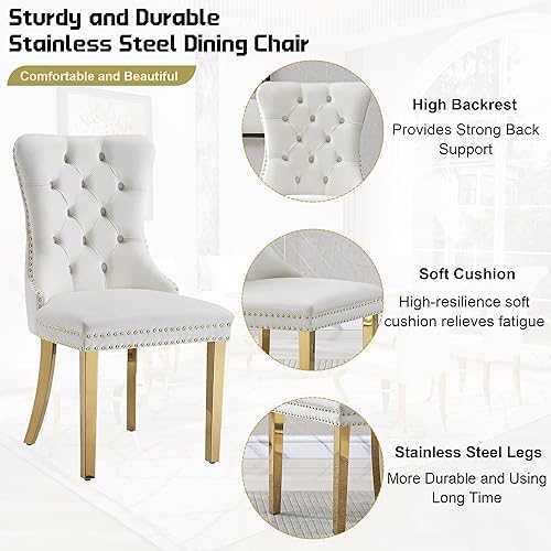 Miniatura 8 de Juego de mesa de comedor de 7 piezas para 6, juego de mesa de comedor de mármol sintético con mesa de comedor de mármol de 70 pulgadas y 6 sillas de