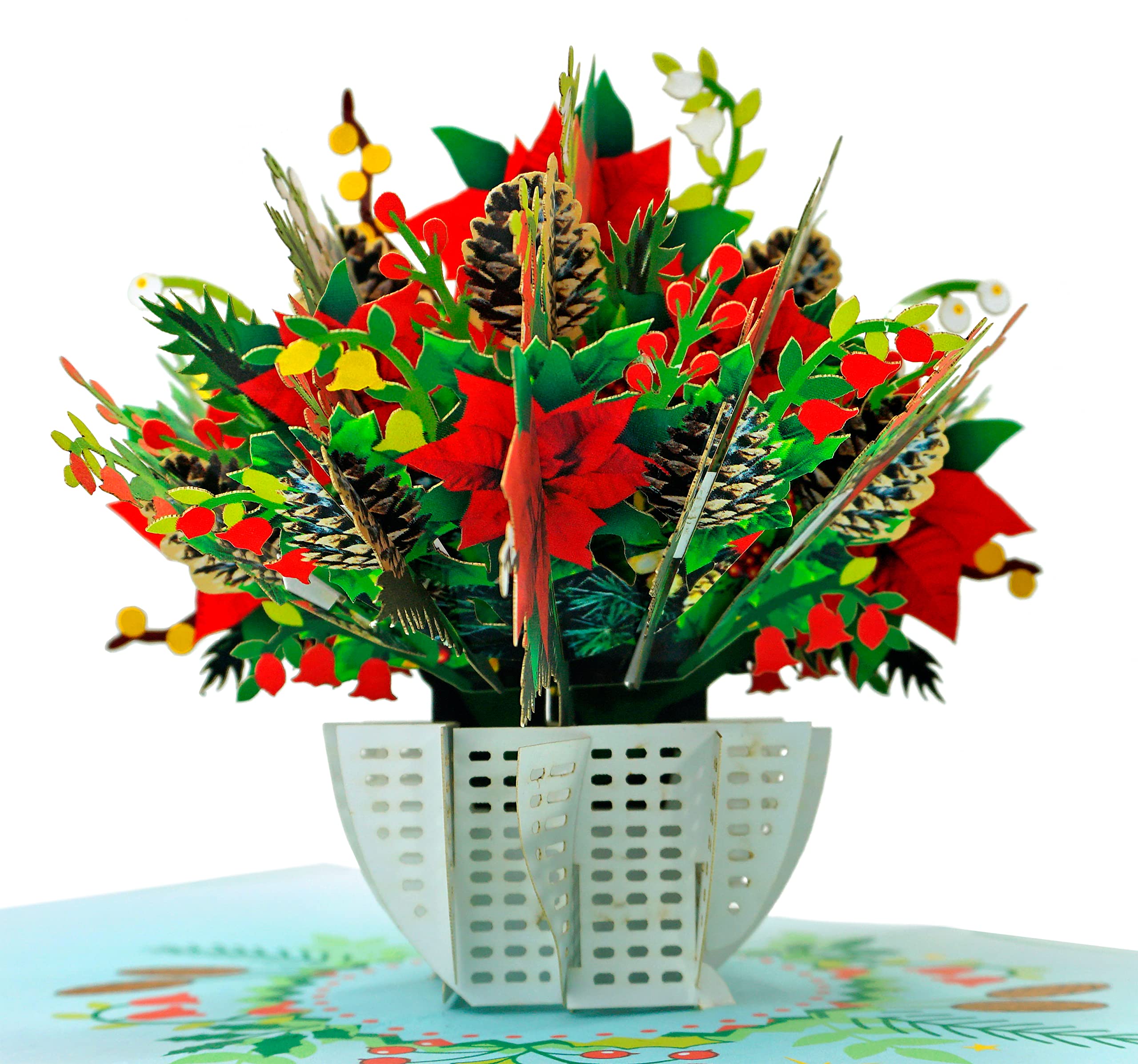Cesto Natale con Stella di Natale rossa ciclamino e piantina verde